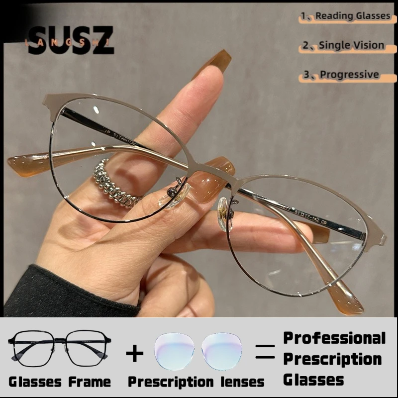 LS-SUSZ Lunettes de vue tendance à monture papillon en métal pour femmes, lunettes de luxe anti-lumière bleue, lunettes de lecture progressives