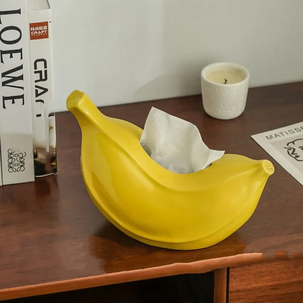 

Desktop Decoration Ceramics Banana Tissue Box Modern Stylish Household Napkin Storage Box Exquisite Paper Box Dining Table
