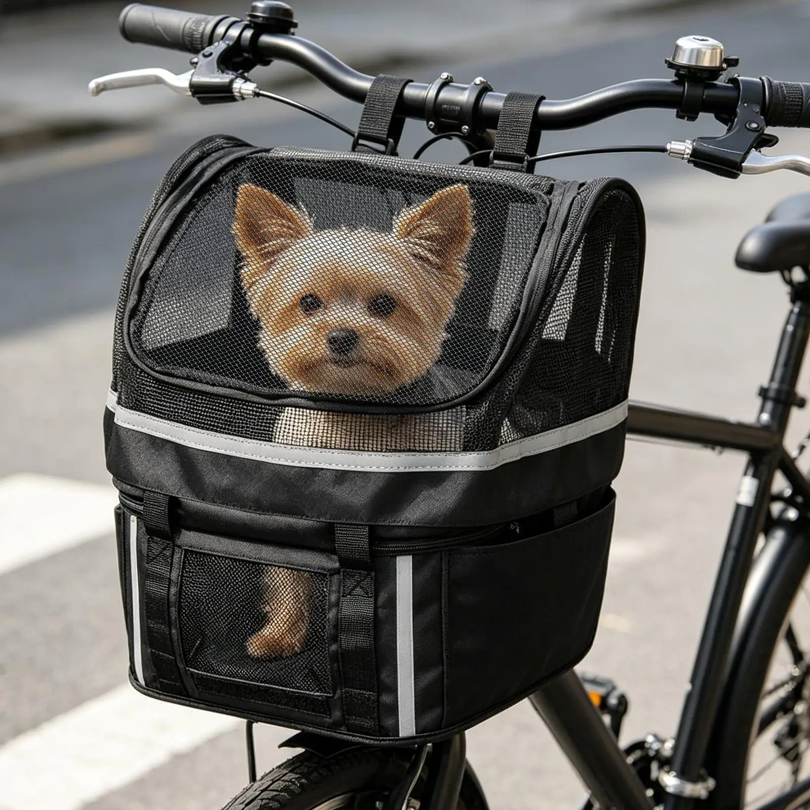 Bike Basket Cover Removable Full Zip Opening Dog Pet Bike Basket Cover Easily Put in & Take Out Breathable Net for Basket