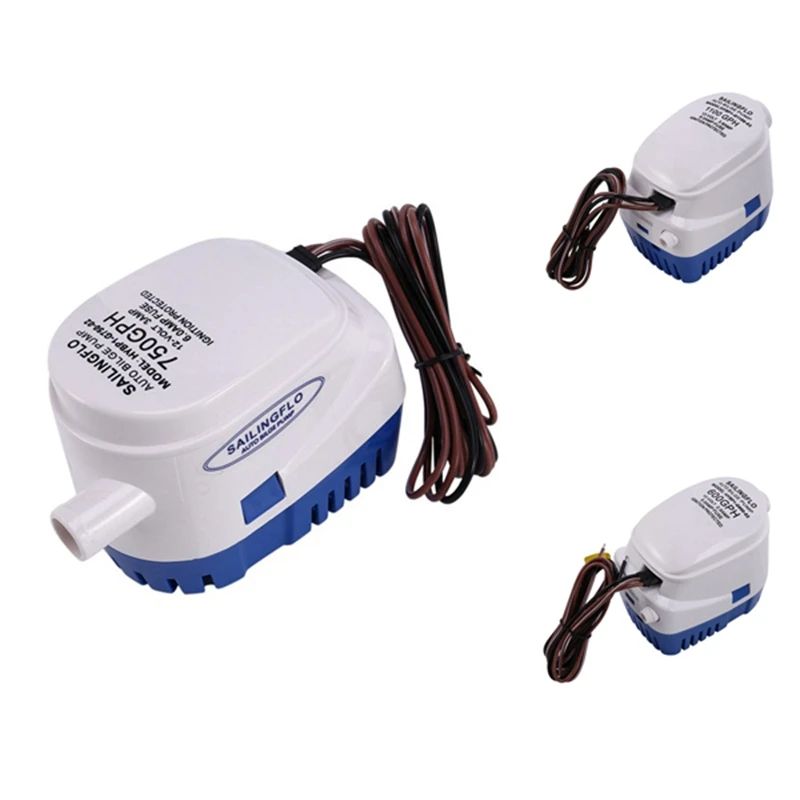 SAILINGFLO 12V 600GPH 750GPH 1100GPH Automatic Boat Bilge Pump DC Submersible Electric Water Pump Small 12V Volt Auto