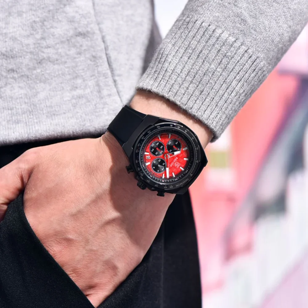 BENYAR ساعة رجالي فاخرة تاريخ كرونوغراف ساعة رجالي فاخرة مقاوم للماء ضوء الليل الرياضة العسكرية ساعة كوارتز رجالية صندوق هدايا #6