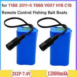 7.4V 12800mAh 18650 Batteries for T188 2011-5 T888 V007 H18 C18 Remote Control Fishing Bait Boats Spare Parts Bicycle Headlights