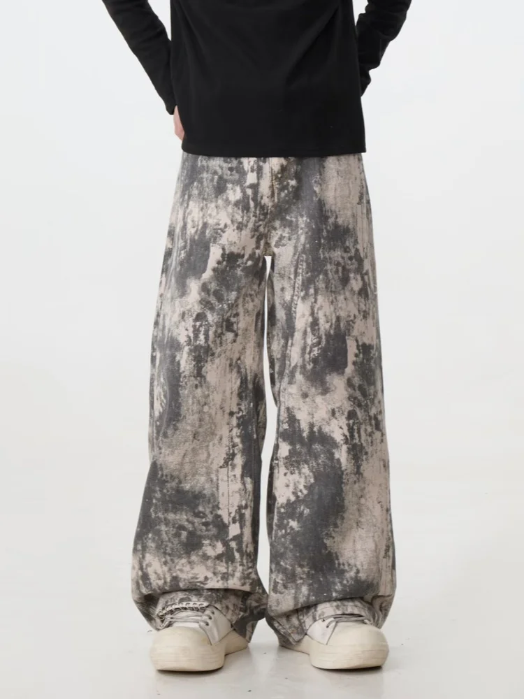 

2024 Trashy Y2K Уличная одежда Tie Dye Мешковатые джинсы Брюки для мужчин Винтажная одежда 90-х годов Прямые хлопковые длинные брюки Pantalon Hombre