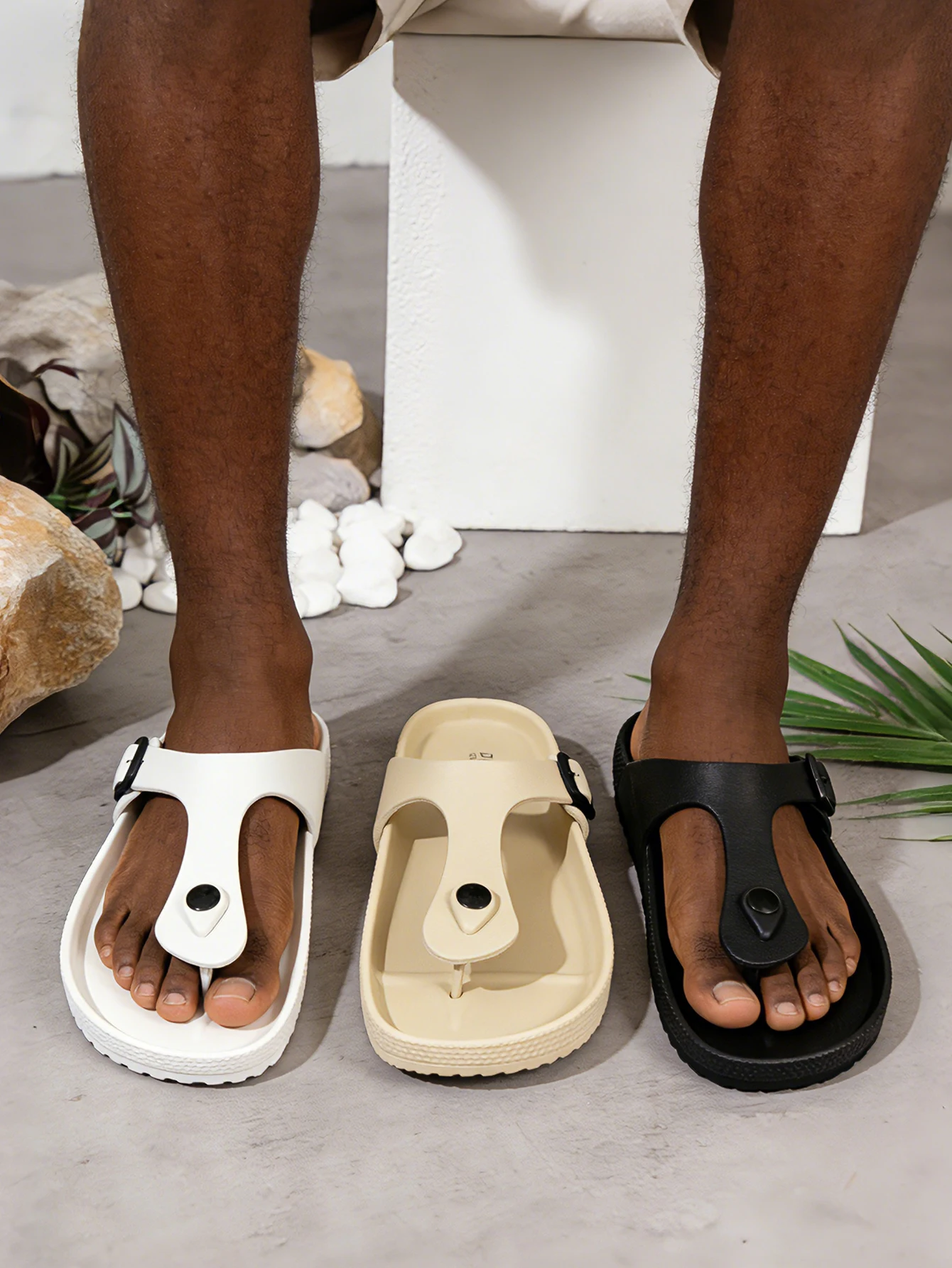 

Летние мужские повседневные сандалии-шлепанцы из ЭВА с регулируемой пряжкой, дышащие, на плоской подошве, для дома и улицы