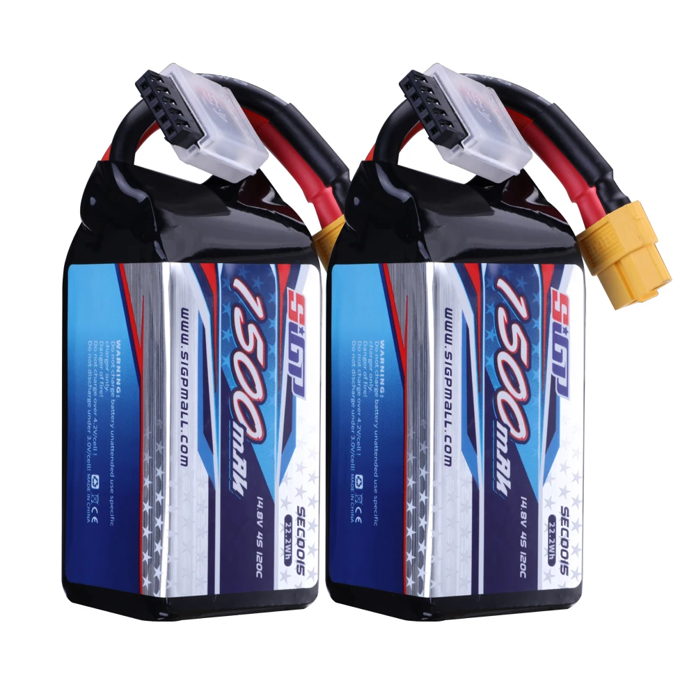 Batteria Lipo SIGP 2S 3S 6S 7.4V 22.2V per 1500mAh 1050mAh 1350mAh 7.4V 20C 25C con connettore JST XT30 per RC Modellismo e Hobby, 2 pezzi