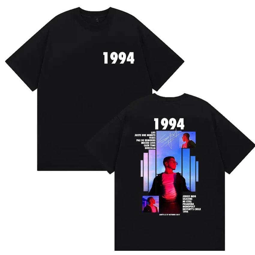 

Summer male rapper 1994 tour pattern printed 100% pure cotton short-sleeved T-shirt retro fashion hip-hop clothing
