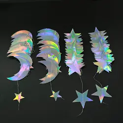 Laser Silver Star Paper Garland, Banner, Girl, Boy, Baby Shower, Christmas, Wedding, Birthday Theme,Festival Party,Hanging Decor