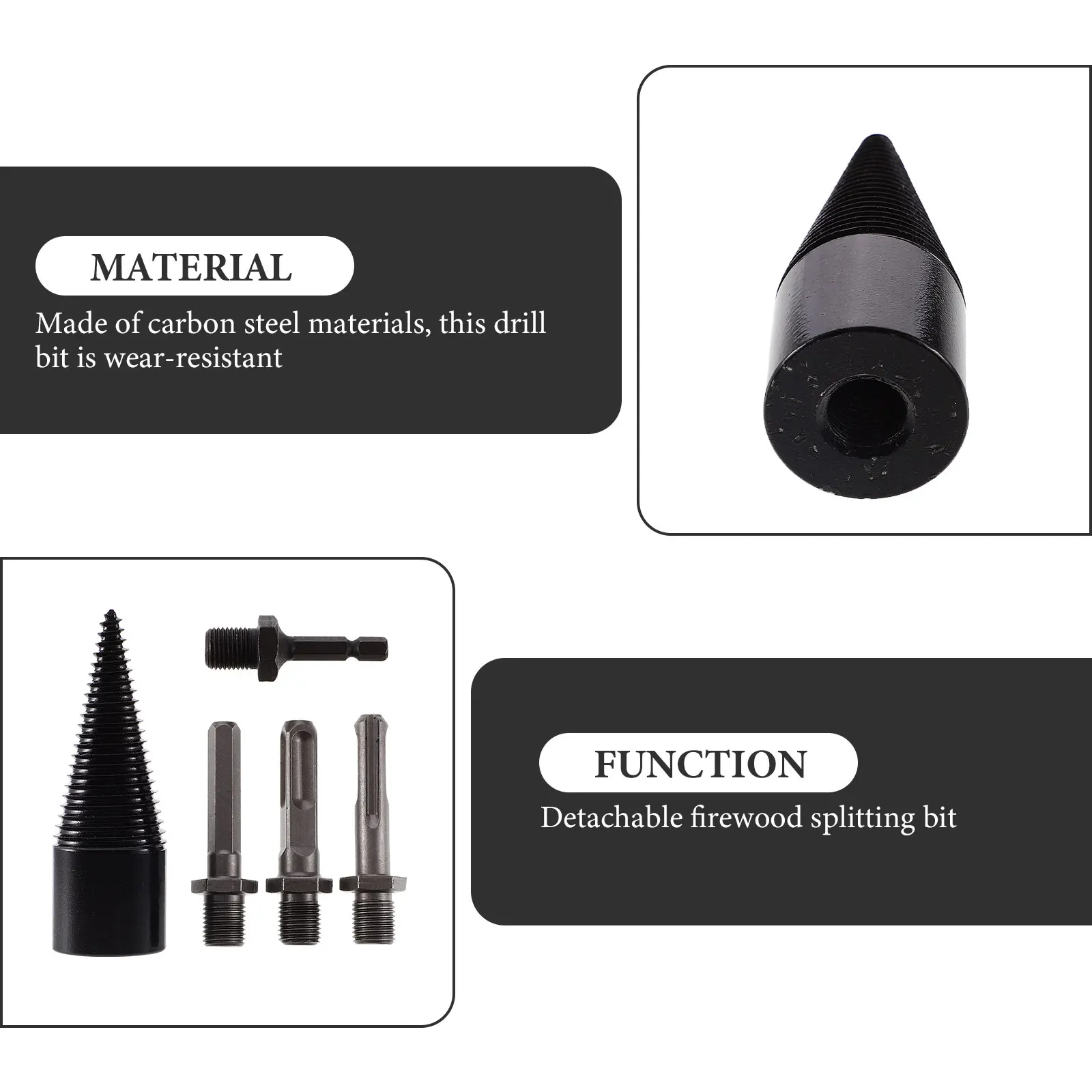 1 مجموعة 1 مجموعة الخشب الفاصل مثقاب الخشب الكربون الصلب الحطب تقسيم أداة سجل أوقد سداسية مستديرة مربع عرقوب مخروط بت ل