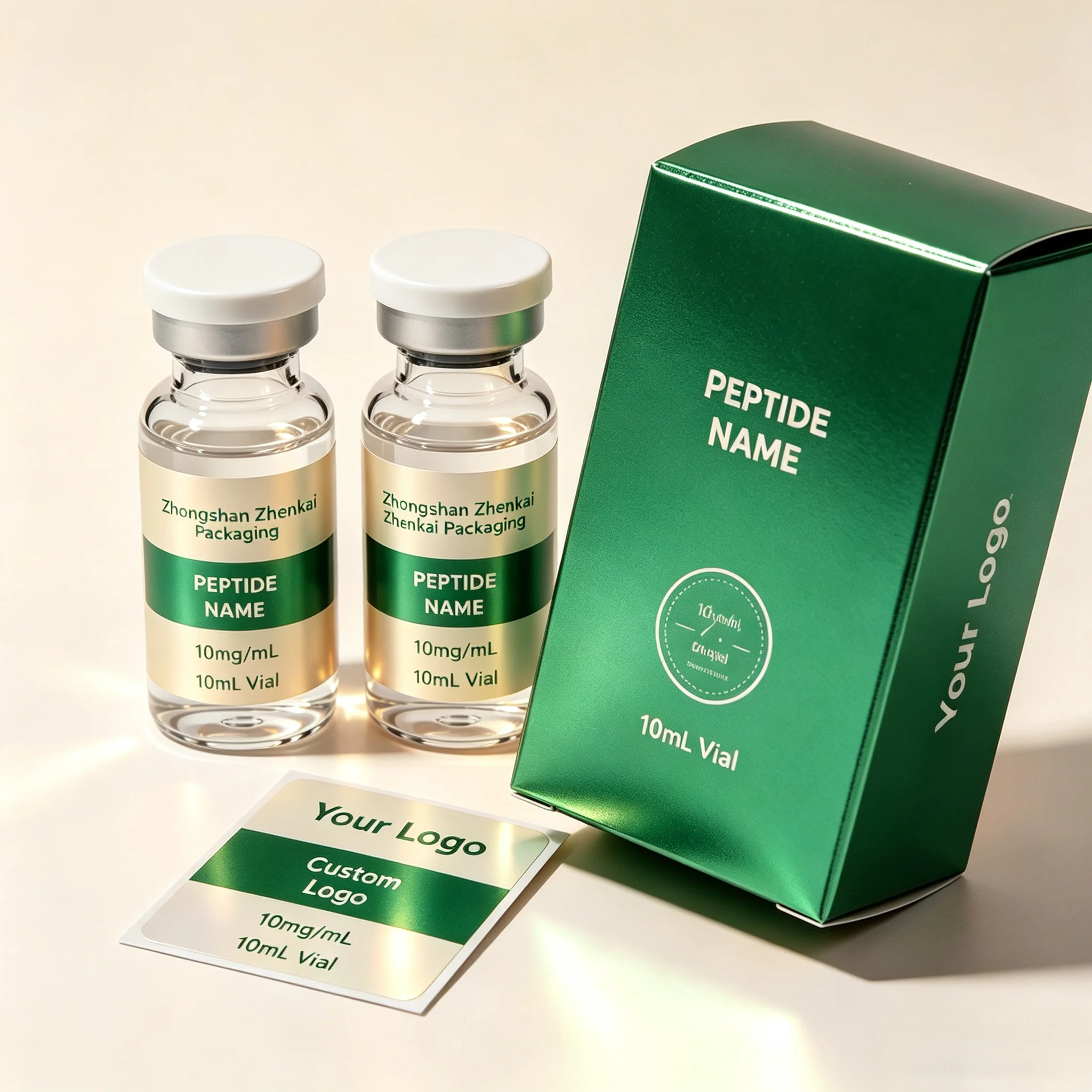 Premium Custom Full Peptide Vial Packaging Stickers Color Boxes Fit 3ml 5ml 10ml Vials For Skin Care Fitness Supplement