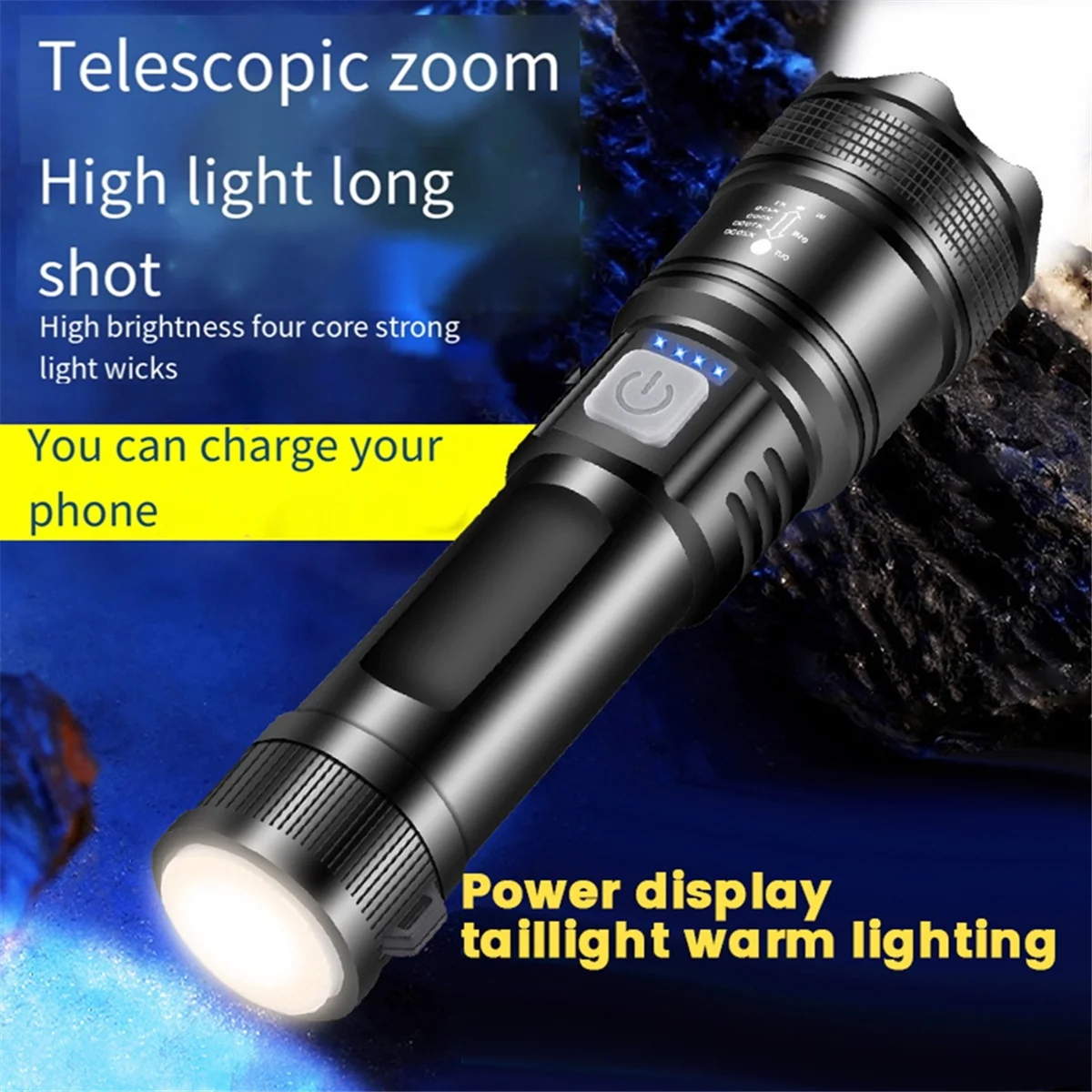 Led Flashlight P70 Torch Powerful Zoom Telescopic Flashlight Portable Lantern Long Lasting Rechargeable Camping Lamp