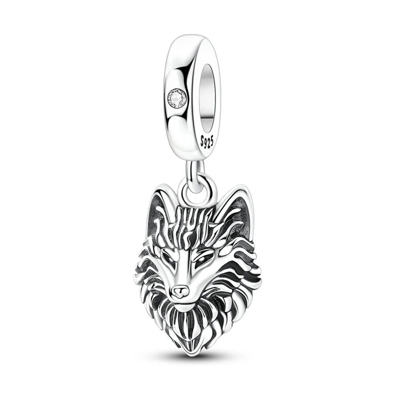 

925 Sterling Silver Charms Bead Wolf Head Dangle Fit Original Bracelet DIY Women Jewelry Gift