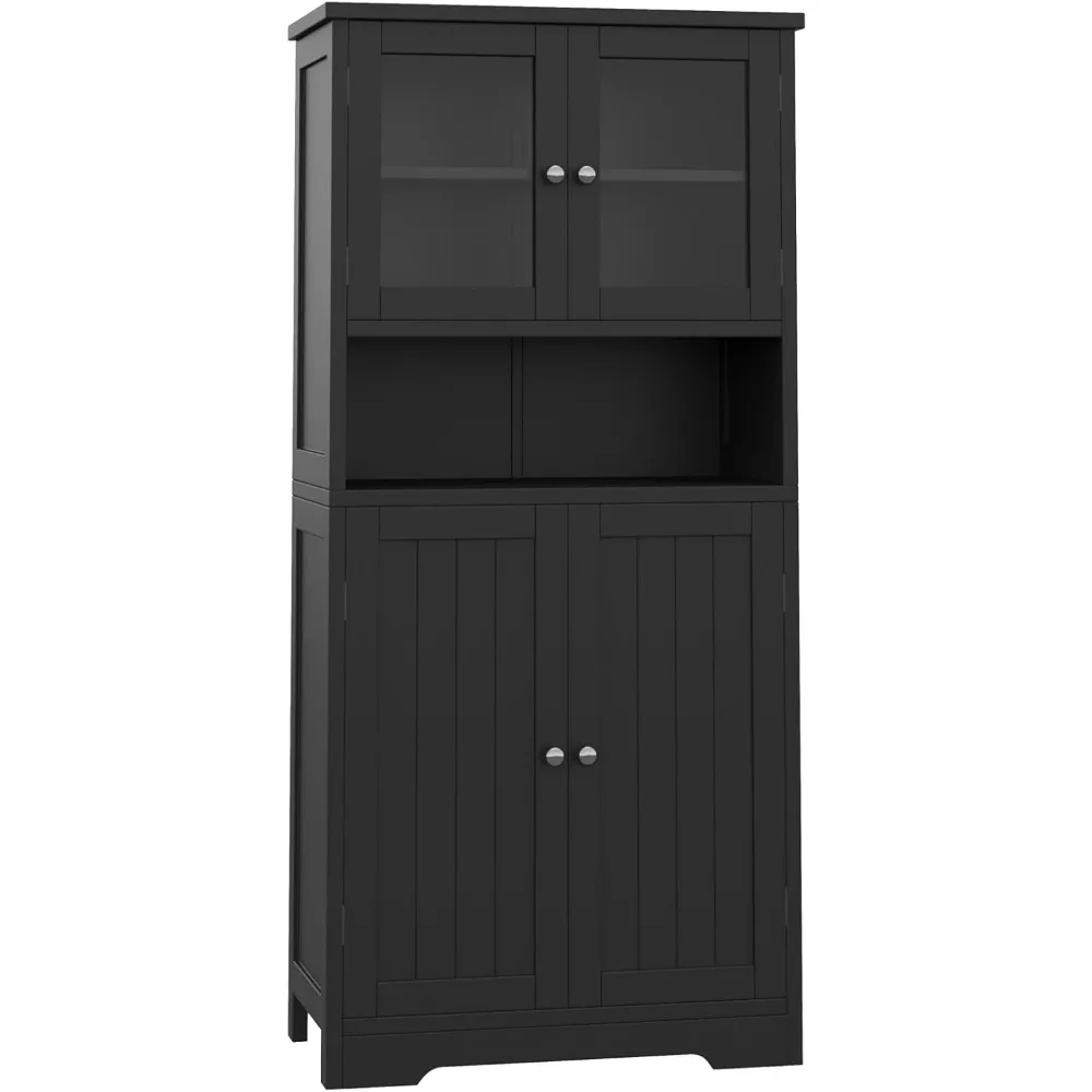 

Bathroom cabinet, bathroom floor cabinet with open shelves, large display cabinet with doors, 23.6 x 11.8 x 50.4 inches