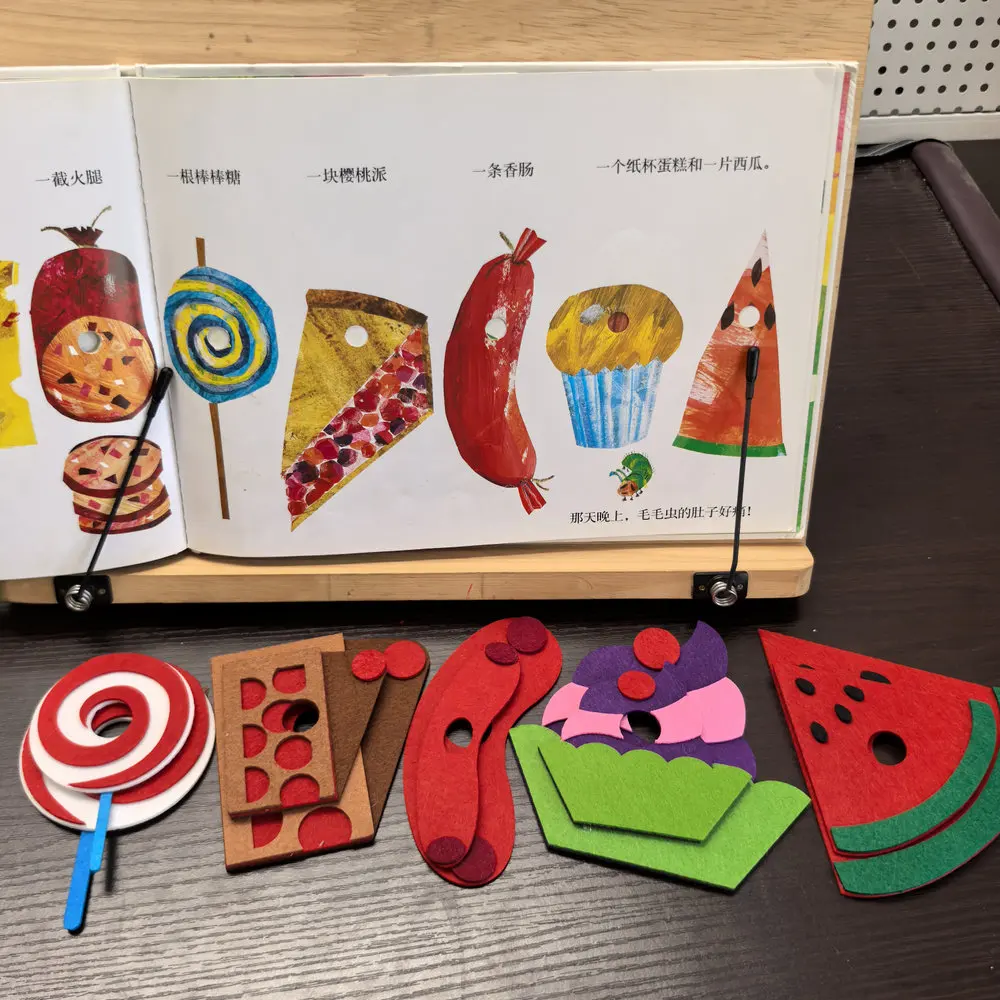 34pcs/set Very Hungry Caterpillar Children\'s Picture Book Felt Whiteboard Theater Presentation Kids Toys Educational