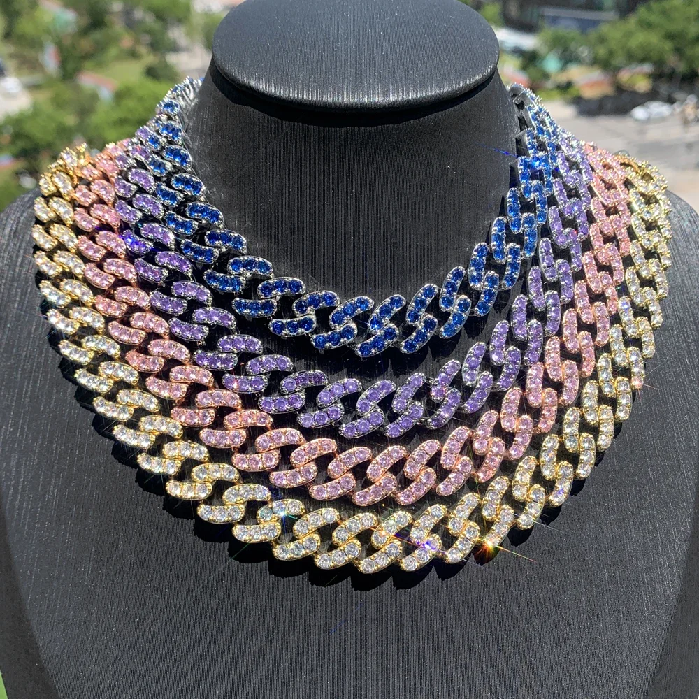 

Hip Hop 12mm 5A CZ Cuban Link Miami Necklace Full Iced Out Bling Zircon Hip Hop Choker Fashion Men Women Jewelry