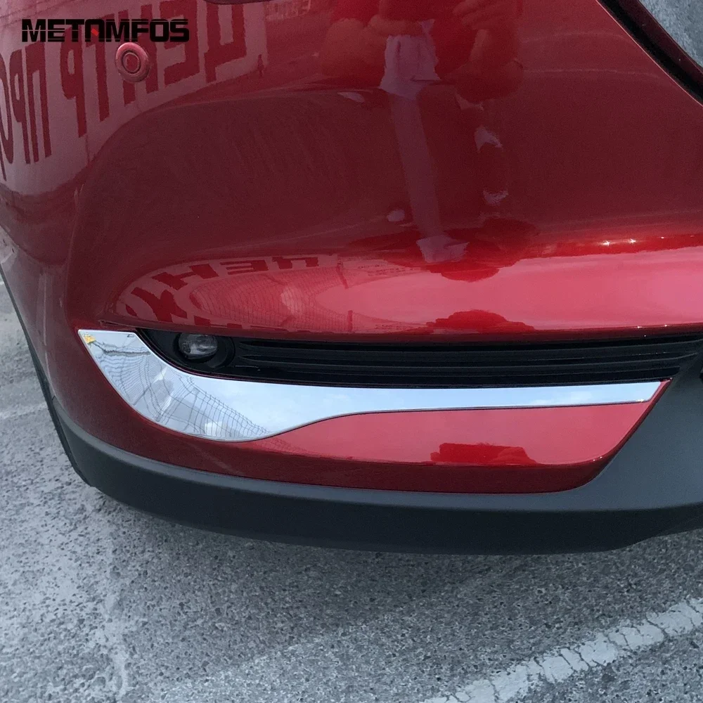 For Mazda CX-5 KF 2017-2021 CX8 2017-2024 Chrome Front Bottom Fog Lamp Light Foglight Eyelid Bumper Molding Trim Car Accessories