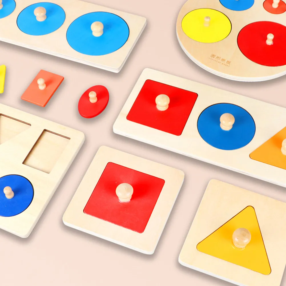 

1Set Wooden Round Knob Geometric Shape Puzzle Colorful Pieces Enhance Toddler Hand Eye Coordination Gift Colorful Puzzles Game