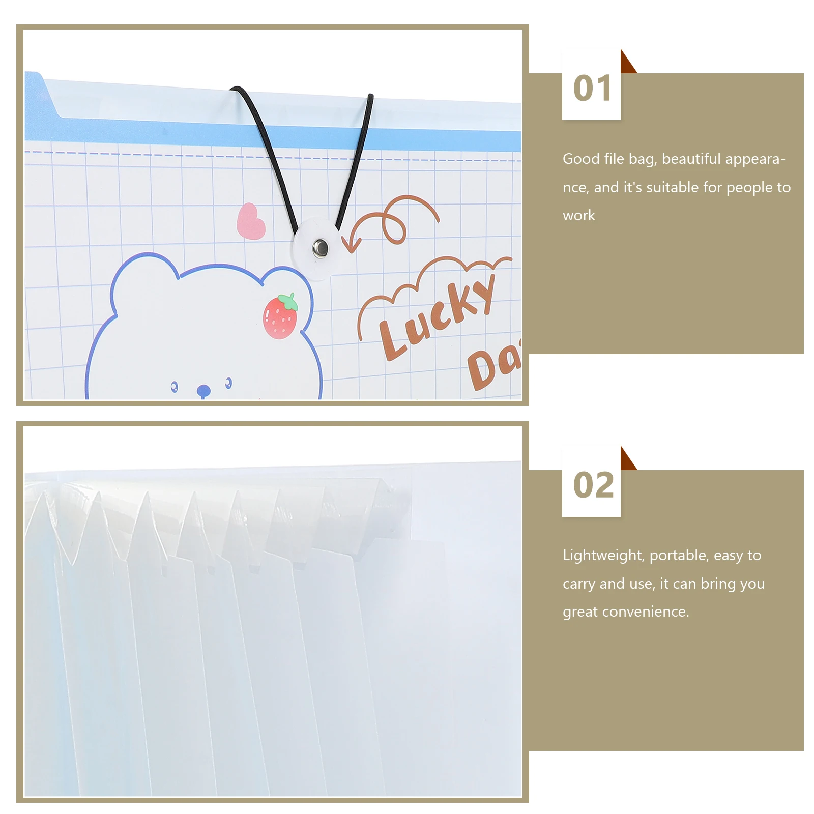 

2pcs Folder Storage Bag Multipurpose A4 Plastic Folder For Documents Bills Receipts Checks Organizer Accordion File Organizer