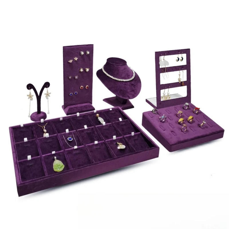 

Velvet Portrait Jewelry Display Stand Luxury Earring Necklace Holder Desktop Pendant Displays Rack Woman Trinket Organizer Shelf