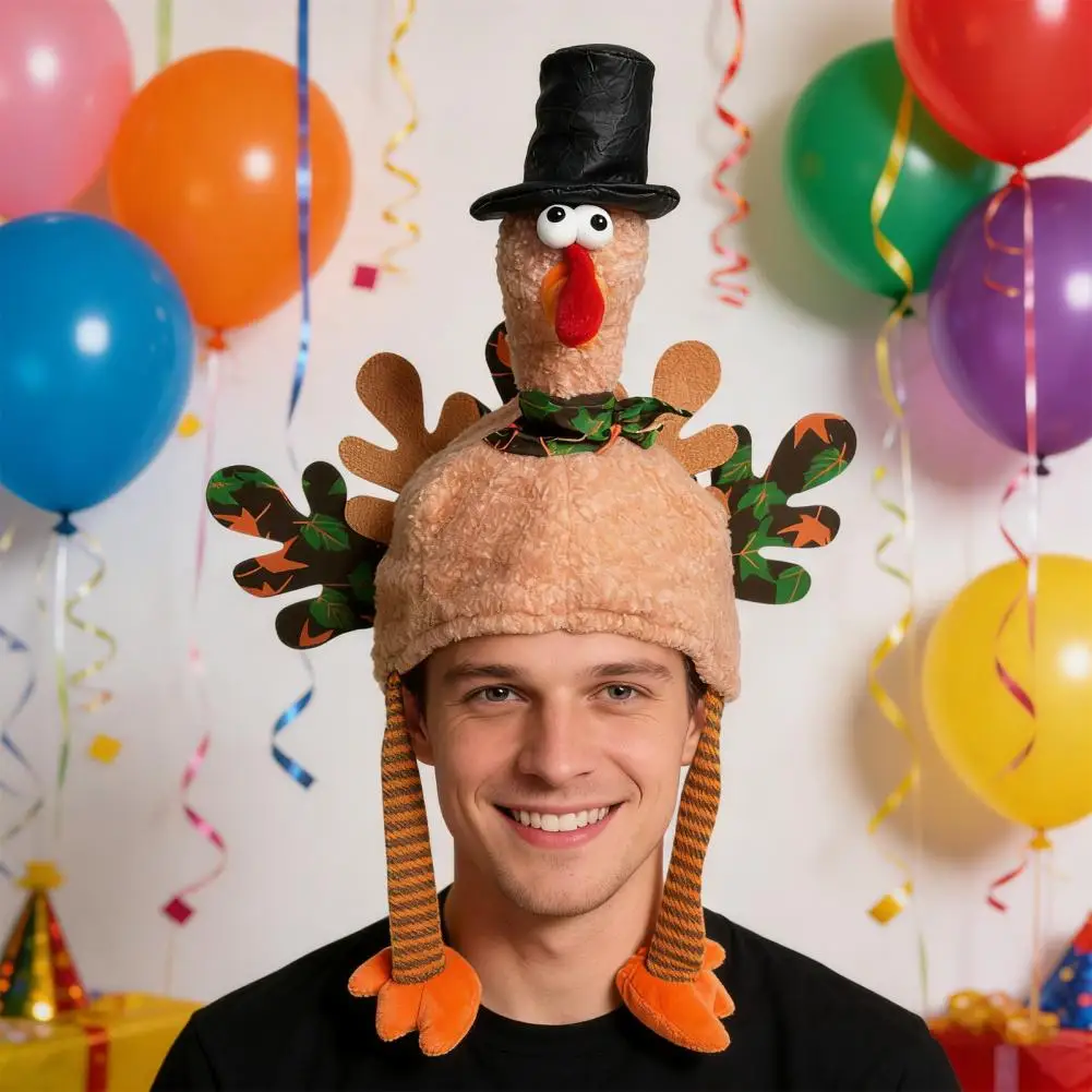 أغطية رأس تركية قطيفة بأرجل متحركة وبطانة ناعمة مريحة تناسب قبعة عيد الشكر التركية وإكسسوارات الحفلات والعطلات ديسمبر