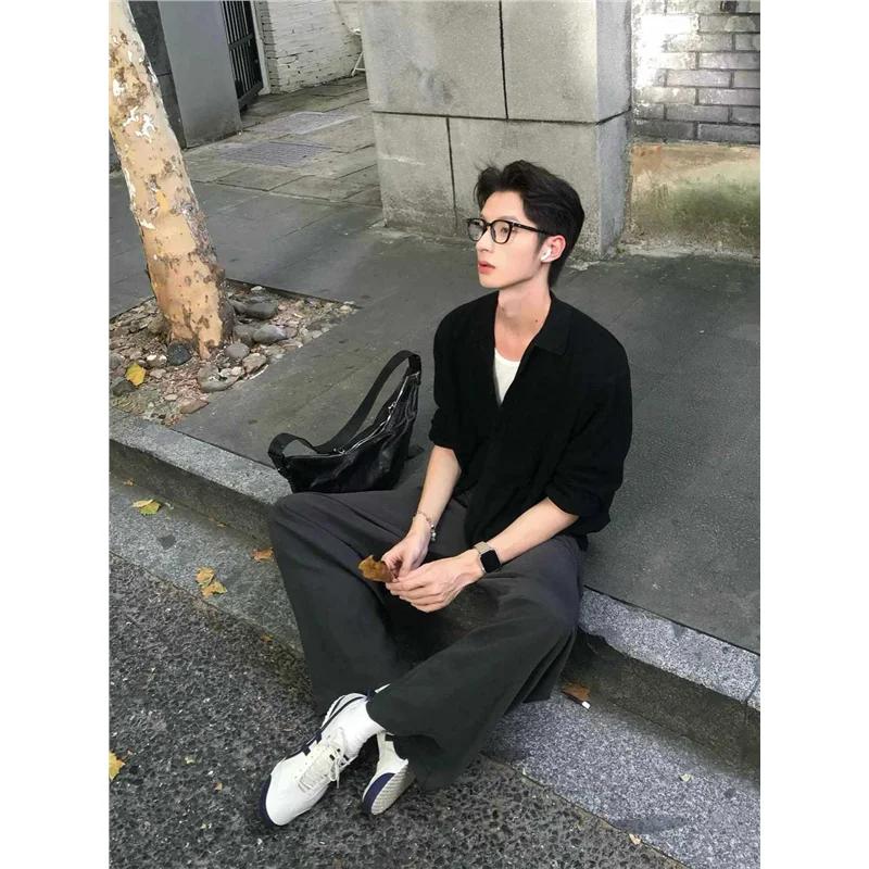 

Классический однотонный свитер крупной вязки для мужчин, повседневная деловая верхняя одежда, модный кардиган на весну-осень, универсальный