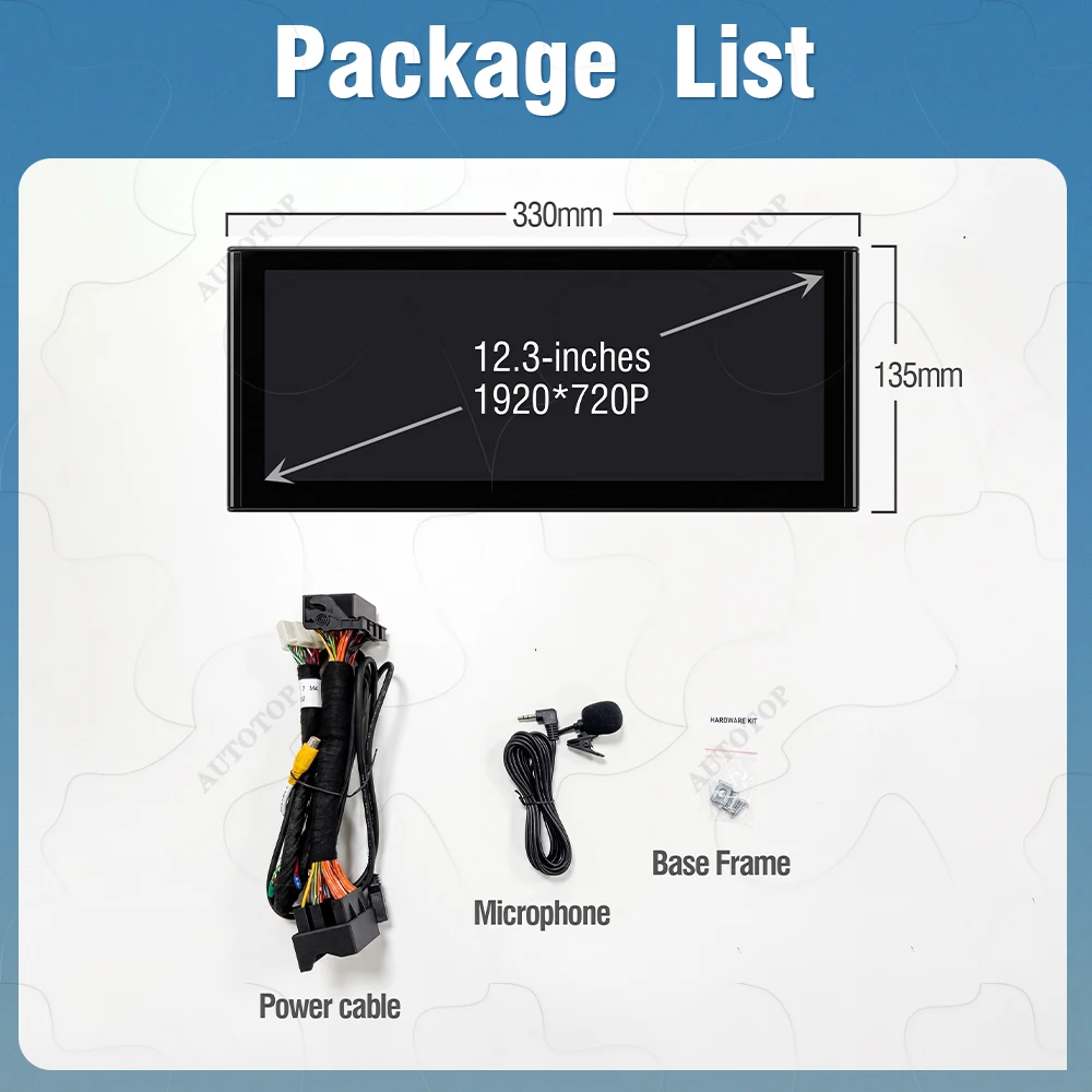 AUTOTOP 10.25/12.3" Ultra Narrow Bezel Multimedia Touch Screen for Audi A3 8V A3 S3 2012-2020 MIB System Wireless CarPlay Android Auto HiCar Phone Mirroring 1920x720 QLED OEM Menu Steering Wheel