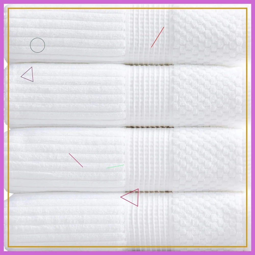 

Super Soft & Absorbent Cotton Bath Towel Set of 4 | Quick-Dry Fibers, Textured and Durable | Bright White Collection