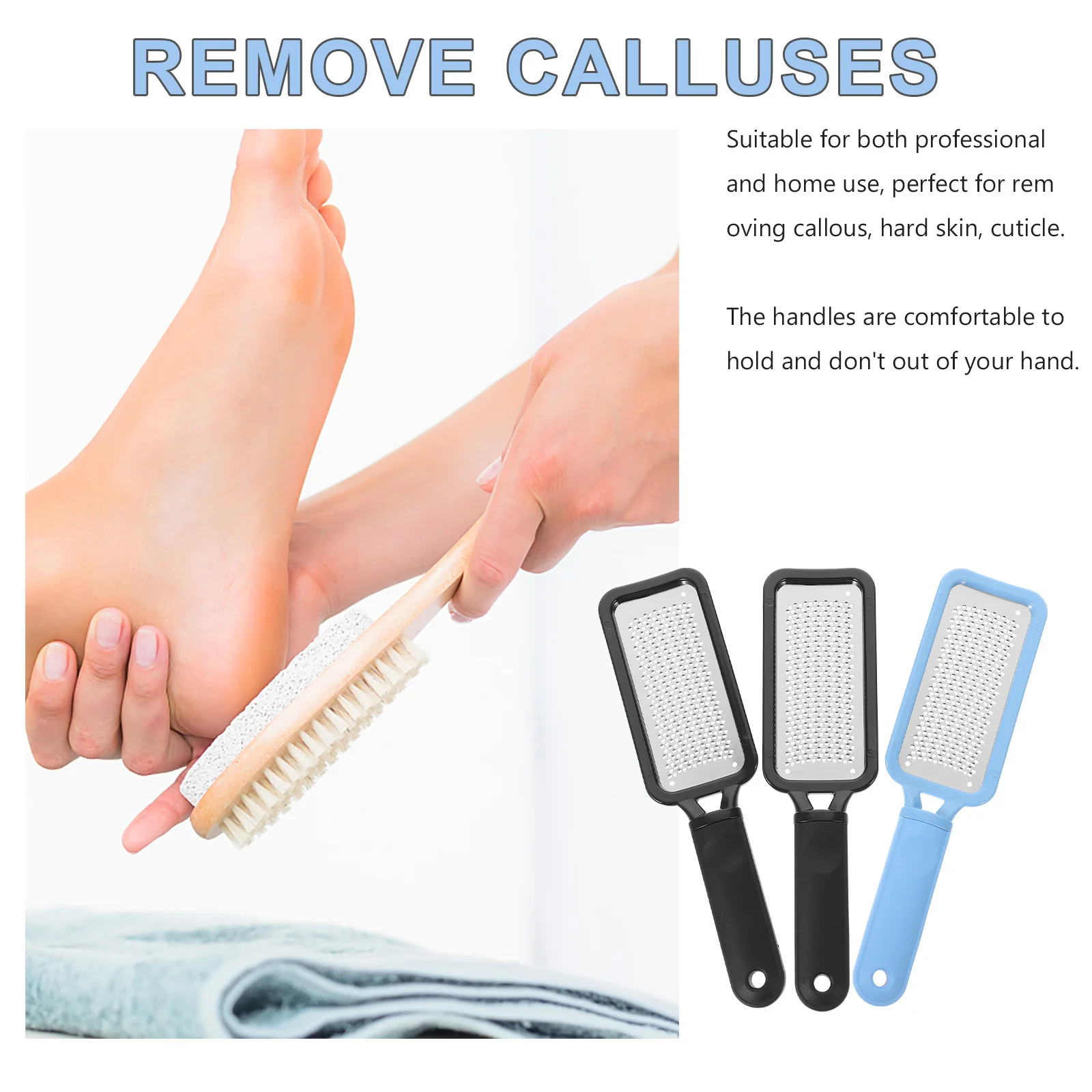 3 Stücke Fußfeile Dead Skin Remover Kallus Werkzeug Edelstahl Professionelle Heimgebrauch Glatte Haut Schwarz Schwarz