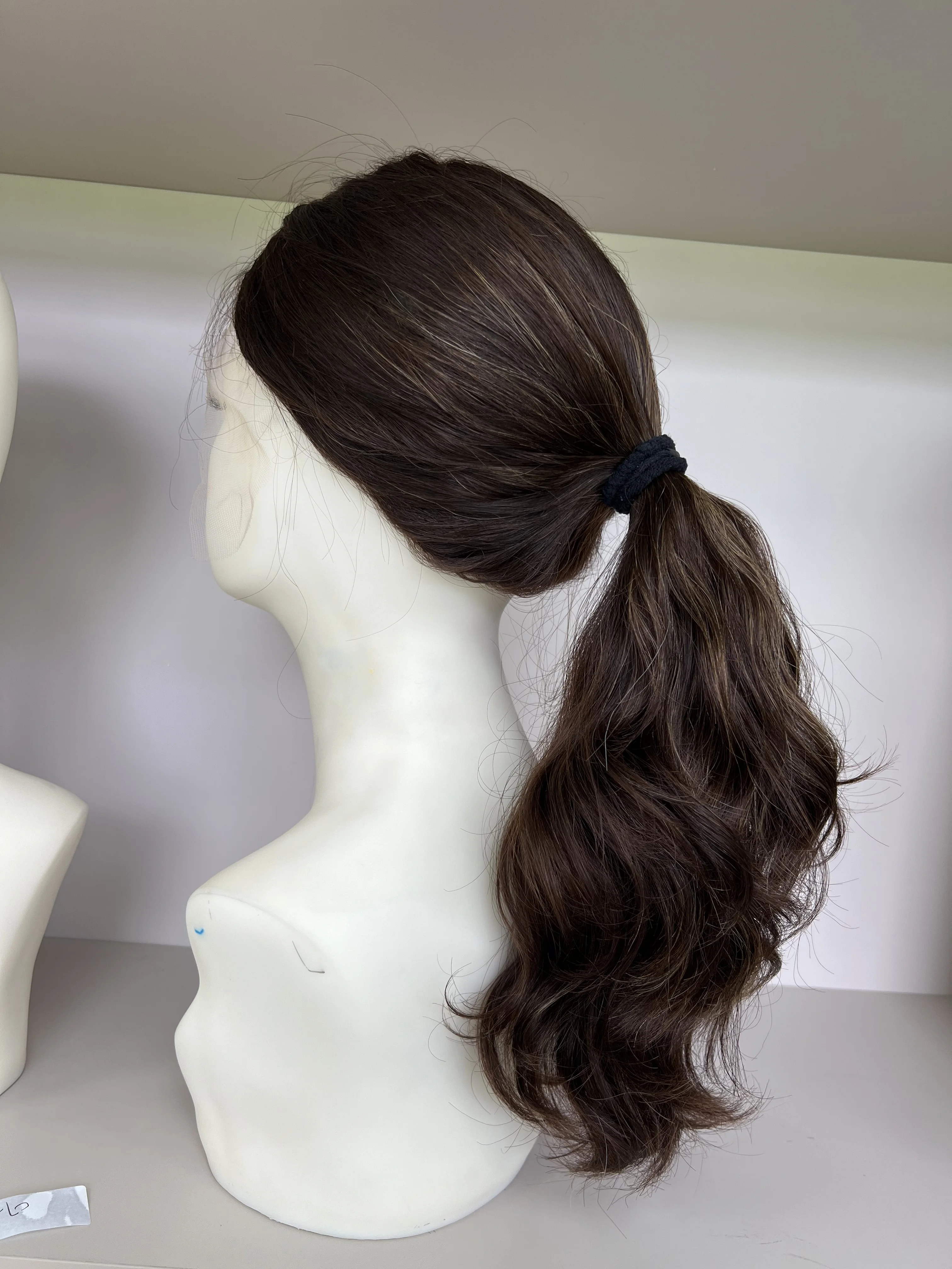 European Virgin  Hair Half wig  Lace Top with ponytail  Wave Hair long Layer Tsingtaowigs Kosher Wig For Women Free Shipping image 5