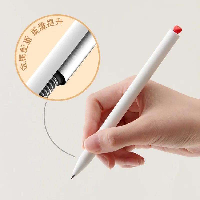 KACO High Beauty Initial Heart Neutral Pen Rotated Core Double Bead Pen Head Quick Dry Pen Student Creative Stationery Articles