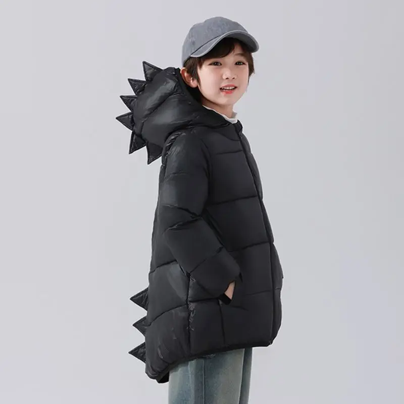 1-7 Years Chilren Boys Girls Winter Warm Down Kids Hiking Climbing Parkas Sportwear Dinosaur Hoodie Jacket