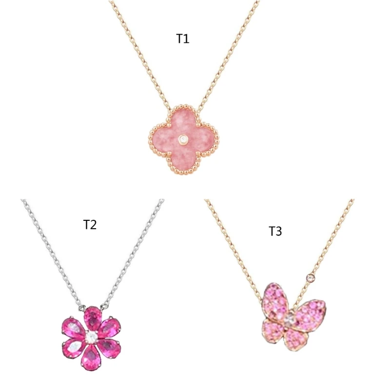 Simple Flower Pendant Necklace Butterfly Collar Chain Necklaces Choker Fashion Y2K Jewelry Temperament Clavicle Chains