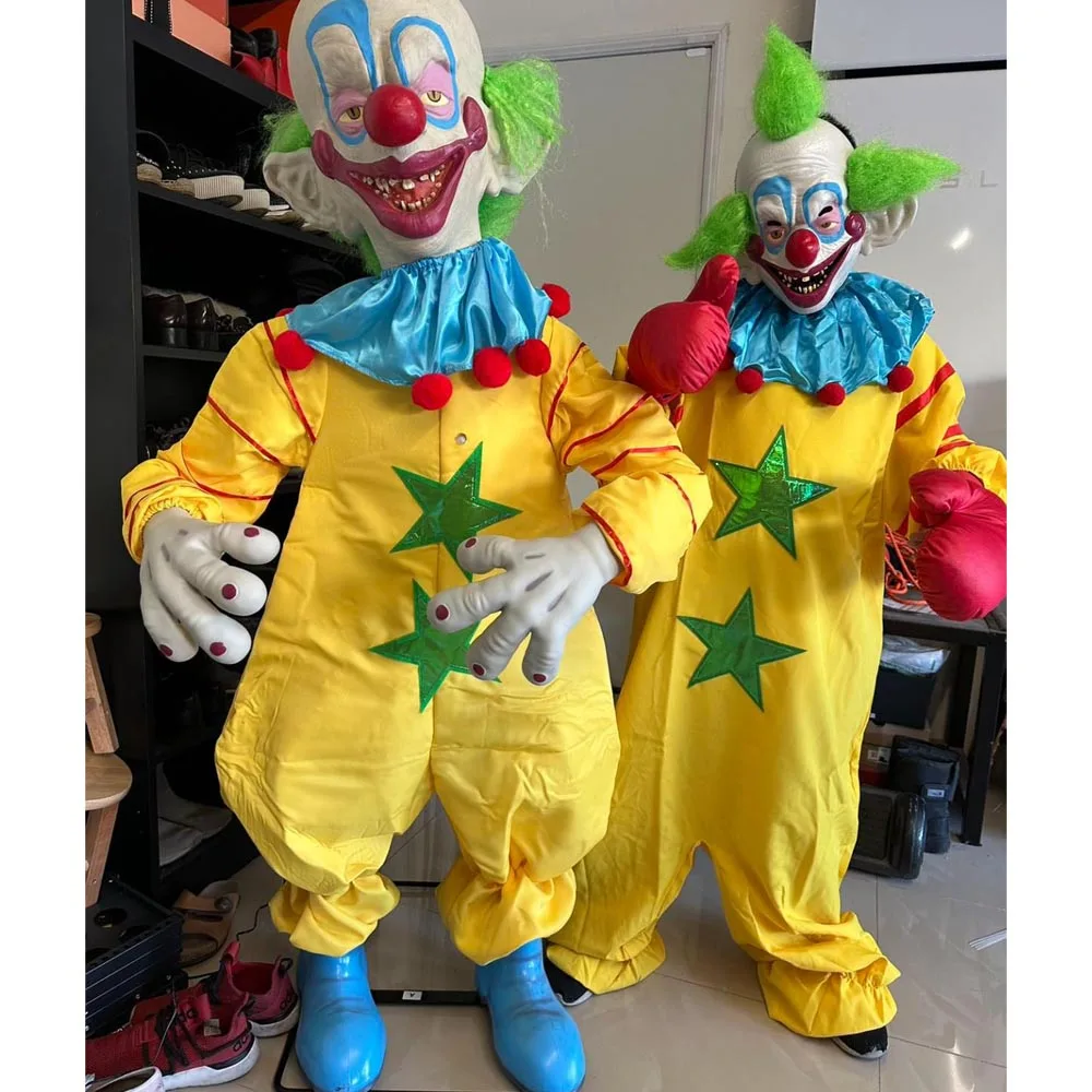 

Horror Killer Klowns From Outer Space Costume Clown Mask Cosplay Joker Jumpsuit Halloween Carnival Purim Party Costime Props