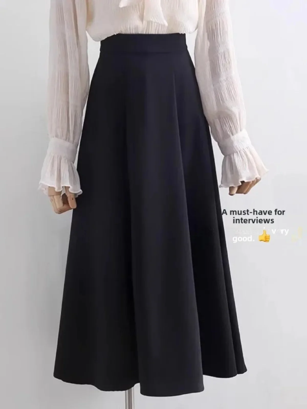 Jupe drapée taille haute pour femmes, grande taille, élégante, polyvalente, Collection printemps 00%, autres matériaux