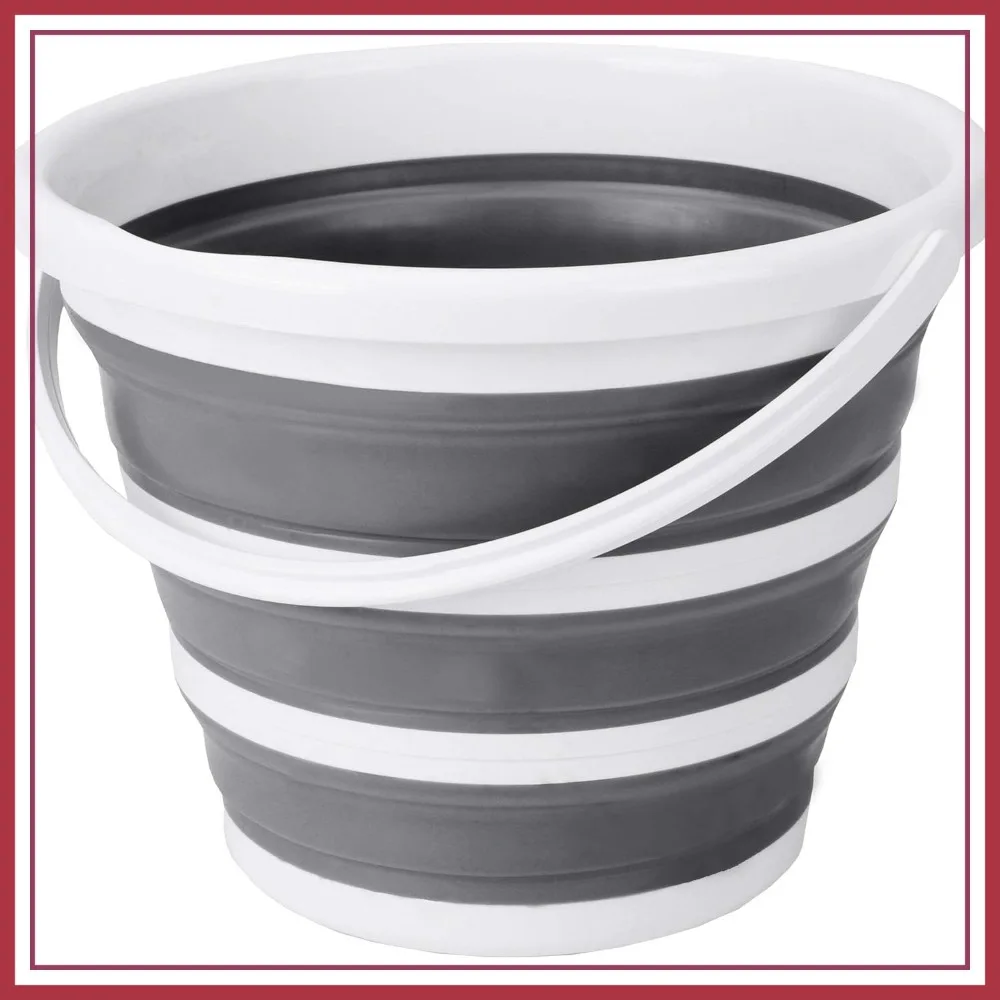 

Collapsible Bucket with Handle, 10 Liters, 2.6 Gallons, Indoor and Outdoor Use