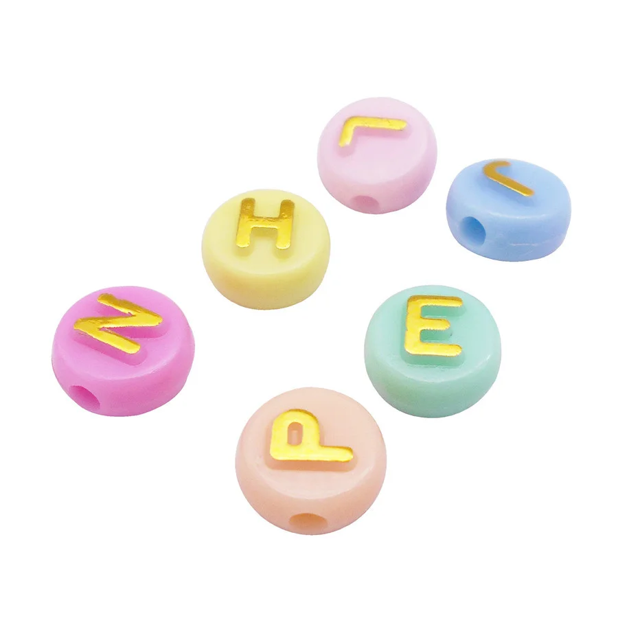 Julie Wang 100PCS 10mm Acrylic Letters Beads Random Color Colorful Round Alphabet Spacer Bead Jewelry Making Accessory