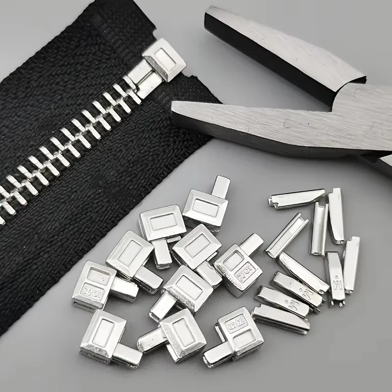 Lot de 25 Têtes de Fermeture Éclair Métalliques Premium Or, Argent, Bronze, Noir - Durables et Fluides pour la Réparation de Vêtements et Bagages DIY