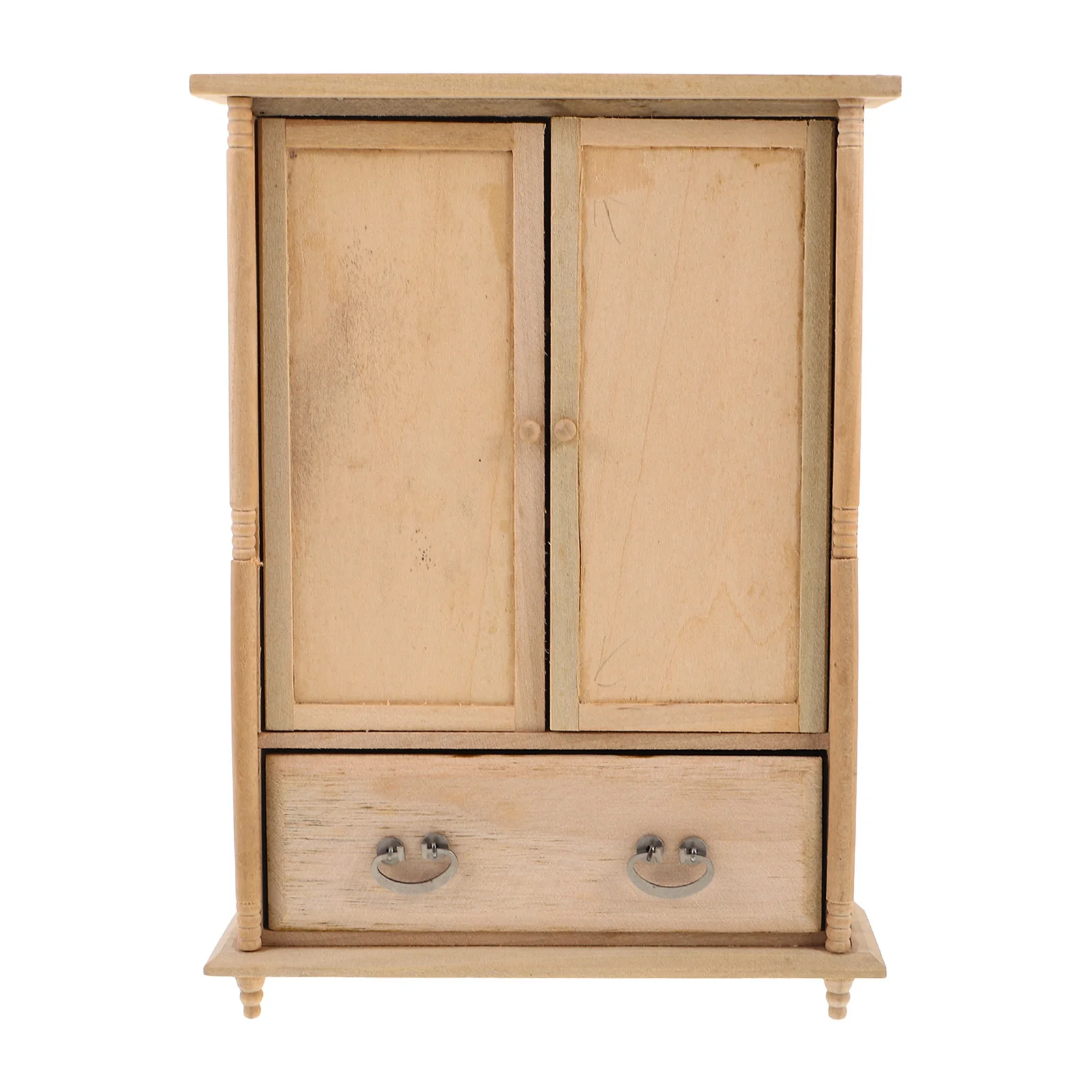 1:12 Scale Dollhouse Wardrobe Miniature Bedroom Furniture Wooden Vintage Cabinet Beige Unfinished Creative Decoration