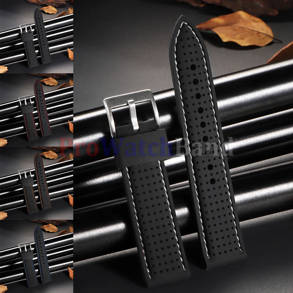 

Silicone Rubber Watch Strap 20mm 22mm 24mm Men Women Sport Waterproof Breathable Wrist Band Black Bracelet for Seiko for Omega