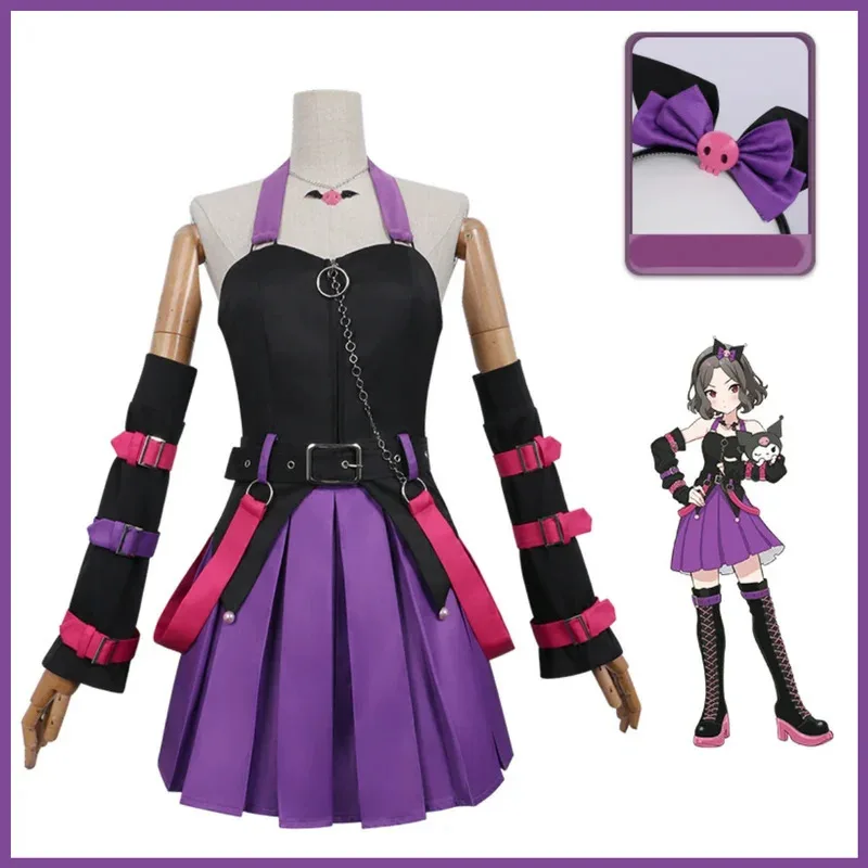 

Аниме Girls Band Cry Ebizuka Tomo Косплей Костюм Черный Фиолетовый JK Юбка Парик Головные Уборы Женские Сексуальные Карнавальные Костюмы на Хэллоуин; 3'v, 6.h