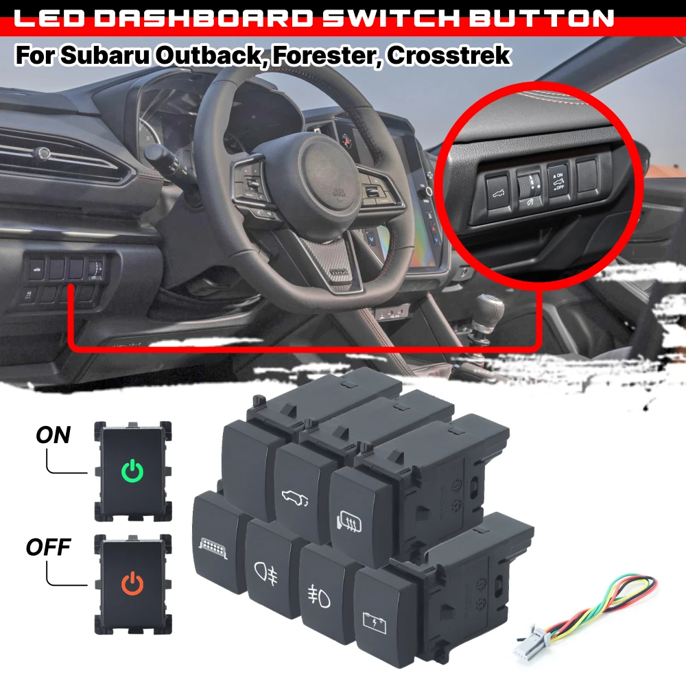 For Subaru Crosstrek Forester Outback Legacy Ascent Impreza WRX LED Light Bar Switch Button Dashboard Light Control Accessory