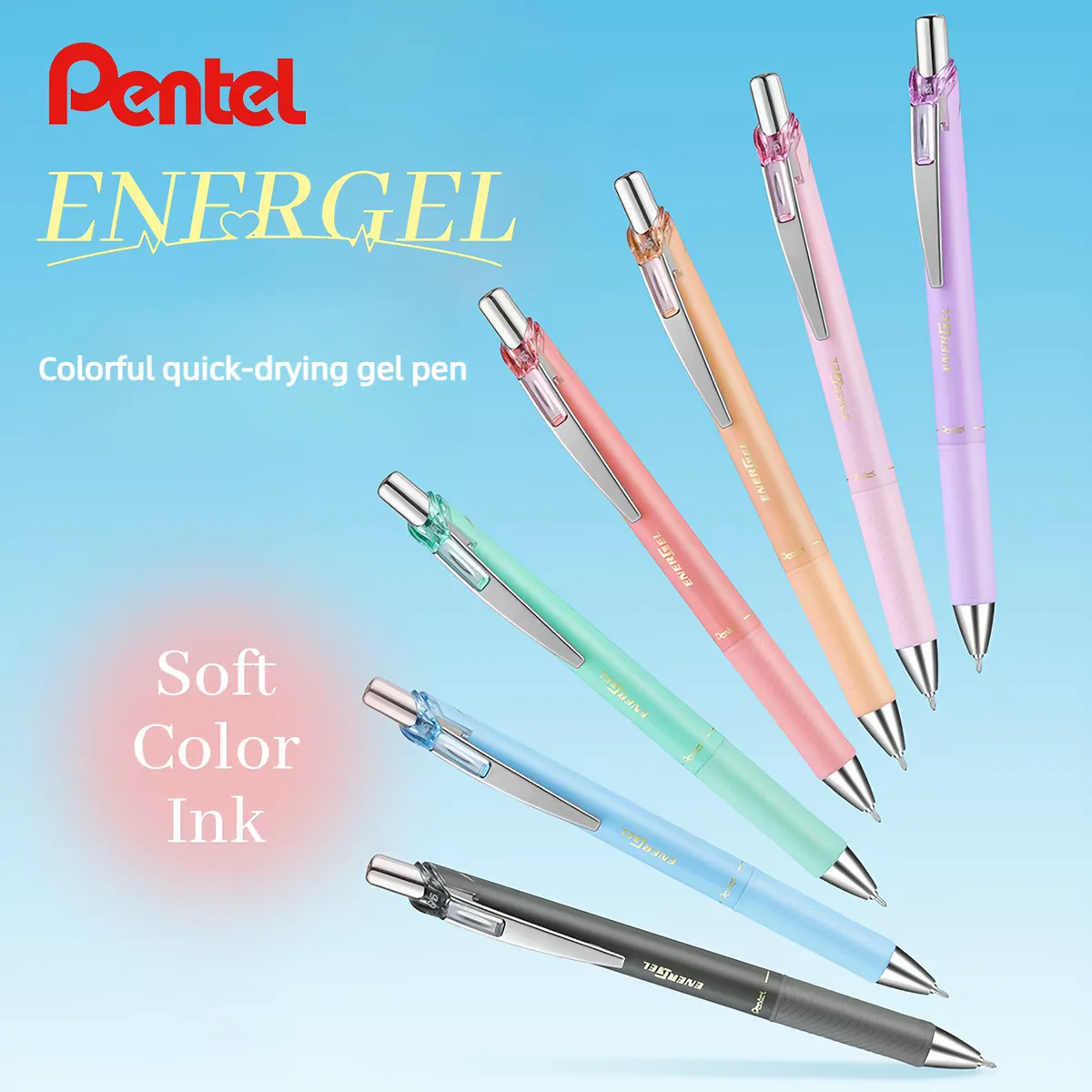 

Новый стиль, набор из 3 штук: гелевые ручки Pentel ENERGEL Limited Series 0.5 мм с мягкими цветными быстросохнущими чернилами, японская канцелярия