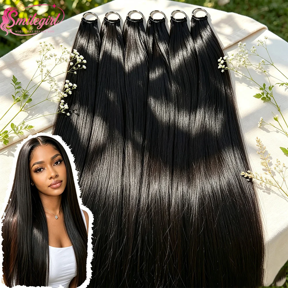 Smilegirl #1B Straight Crochet Human Hair Extensions 20 22 Inch Brazilian Virgin Natural Black Feather Braiding Hair for Women