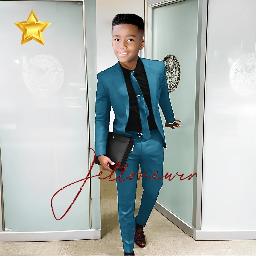 Burgundy Boys Suit 2 Piece Set Fashion Design Kids Wedding Tuxedo Classic Slim Fit Blazer Pants 2-16 Years Old