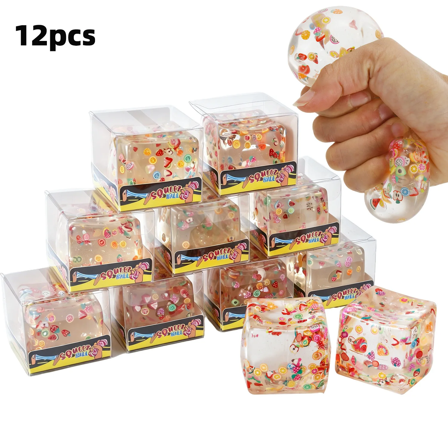 Fruit-shaped square maltose squeeze play toy for stress relief and venting. Slow rebound. Stress relief and pressure release toy