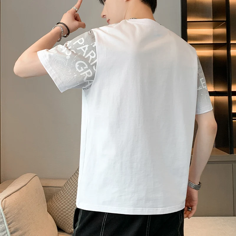 Men's Cotton T Shirt White 4XL Big Size T-shirts for Men Summer Casual Wear Letter Print Men Tee Shirts Male Clothes Fashion