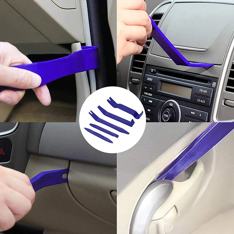 5Pcs Auto Door Clip Panel Trim Removal Tools Kits Navigation Blades Disassembly Plastic Car Interior Seesaw Conversion Repairing