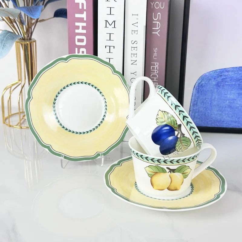 

Creative Retro European Ceramic Coffee Cup Afternoon Tea Couple Mugs High-Level Aesthetic Home Plate Ornament Newlywed Gift