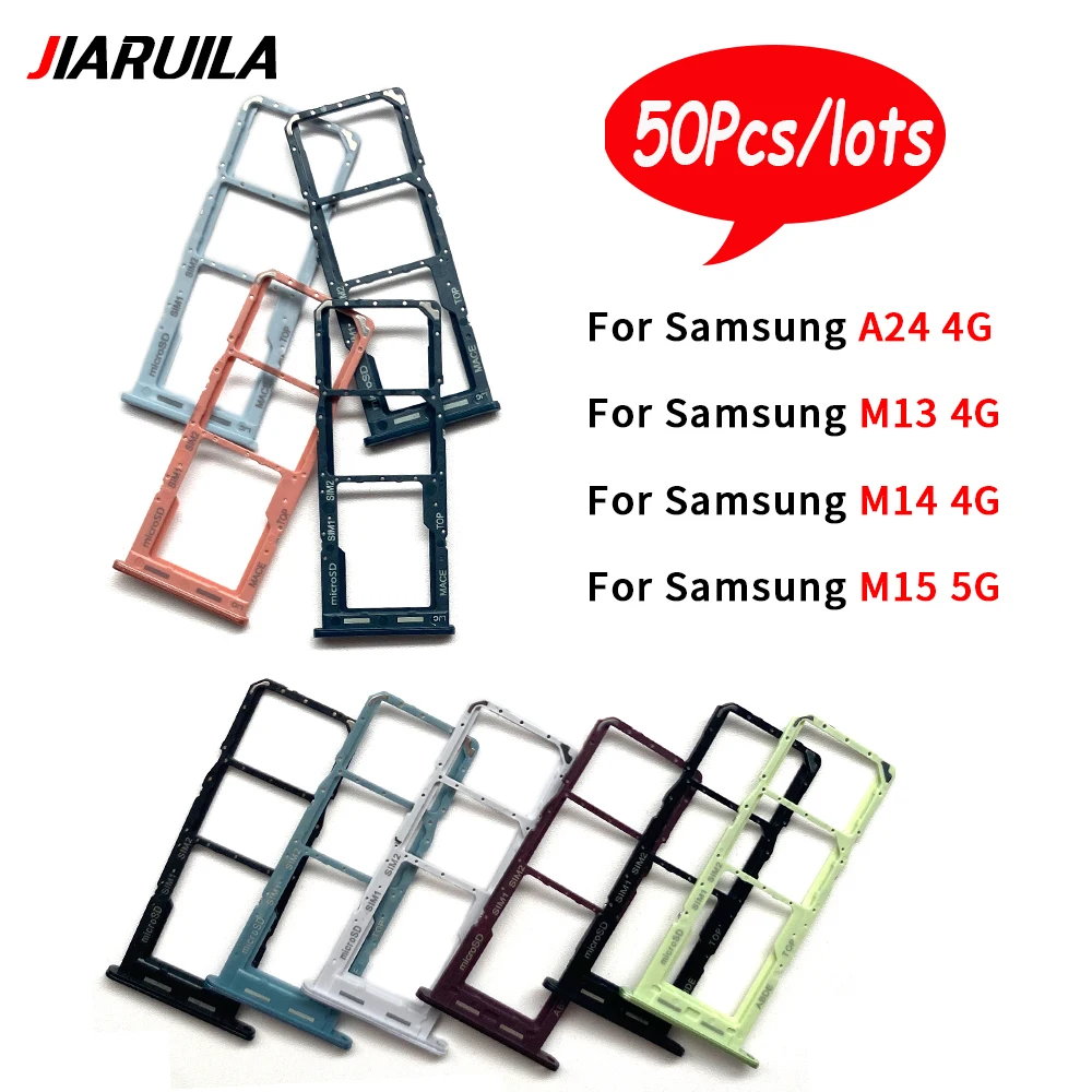 50Pcs，Sim Card Tray For Samsung A24 M13 M14 4G M15 5G Dual Micro SIM Card Slot Tray Holder SD Card Reader Parts