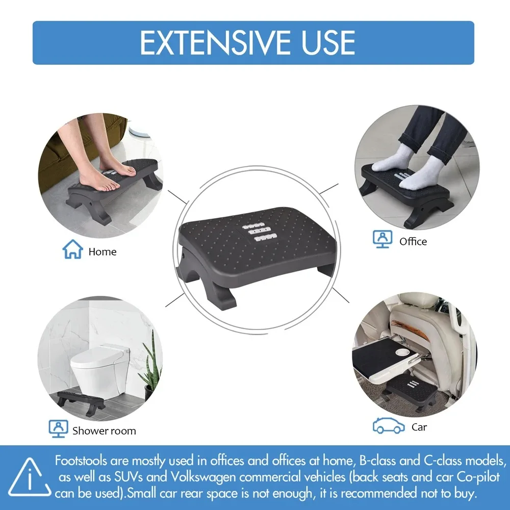 Reposapiés debajo del escritorio, taburete ergonómico para pies con rodillos de masaje, carga máxima de 120 libras, descanso de piernas de