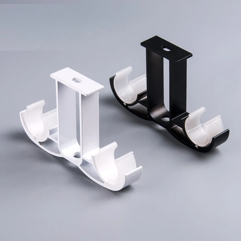 

Curtain track double bracket black and white top-mounted side-mounted single-yard double-yard curtain rod toroma rod bracket